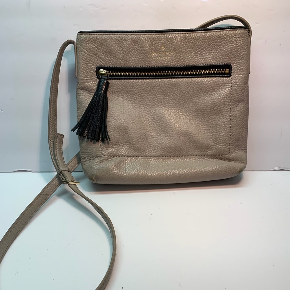 kate spade Beige Leather Crossbody with Black Tassel